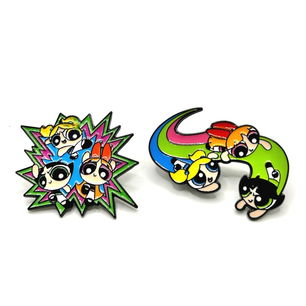 Powerpuff Girls Cartoon Network Enamel Pins Unisex OS Multi 2-Pack Y2K Nostalgia